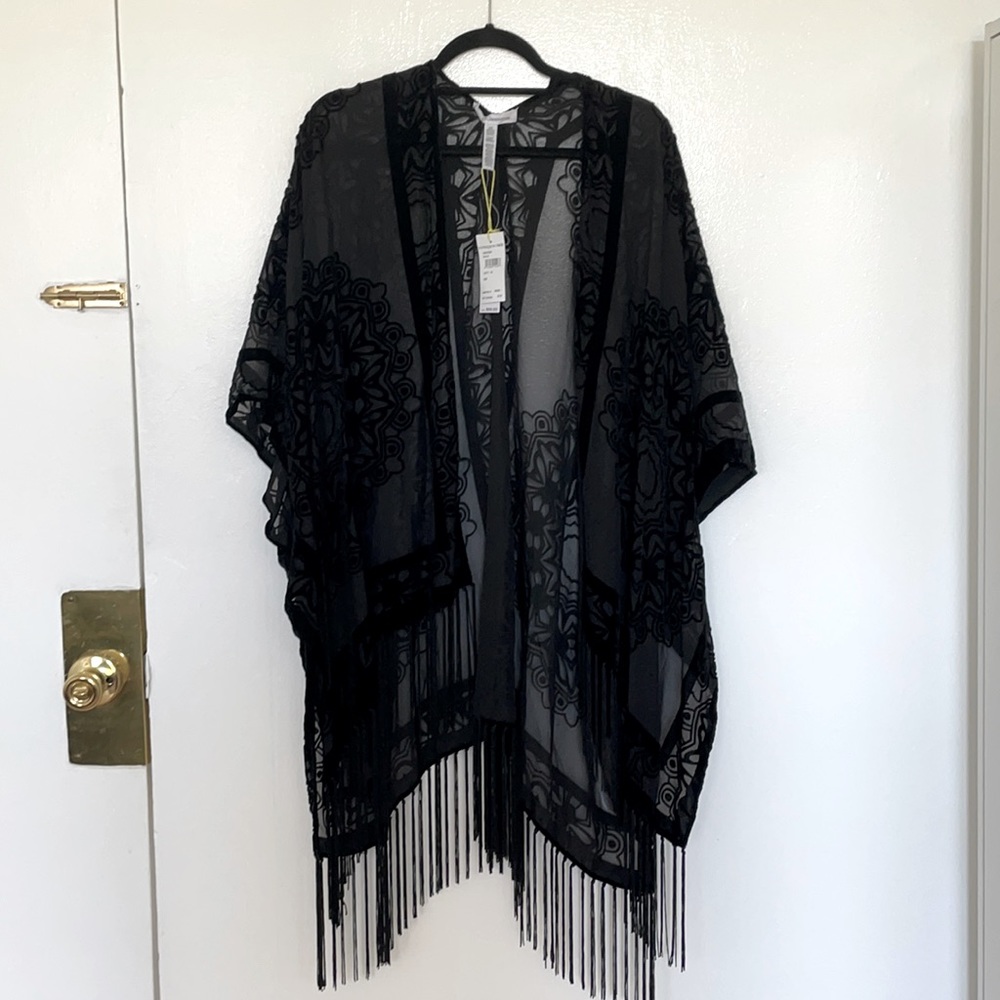 SOLD! BCBGeneration sheer boho fringed poncho